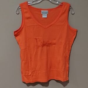 Vtg Y2k Charmed Tank Top L Cotton Orange Embroidered Nwot